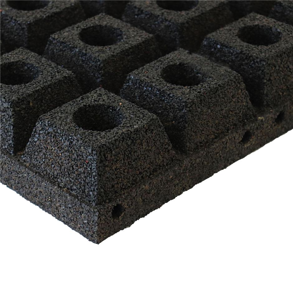 ErgoPlay 500x500x90 mm gummifliser / faldunderlag for faldhøjder op til 3,0 m, basic kvalitet, sort