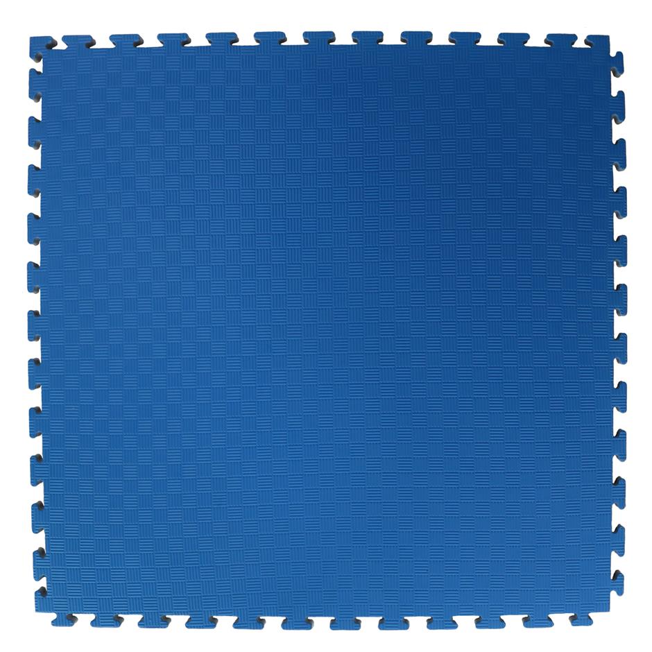 EVA Sikkerhedsmåtte, 1000x1000x22 mm, indendørs faldunderlag for faldhøjde op til 1,3 m, blå/grå