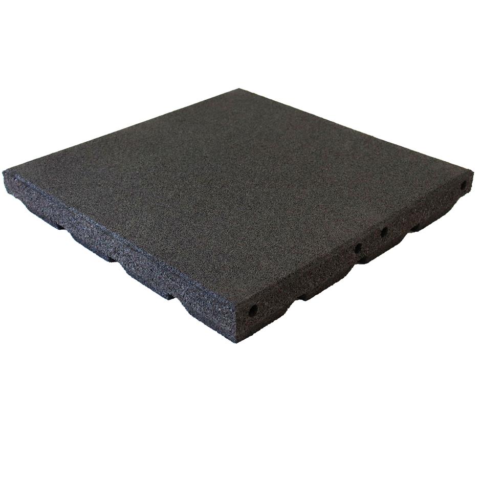 ErgoPlay 500x500x75 mm gummifliser/faldunderlag for faldhøjder op til 2,5 m, basic kvalitet, sort