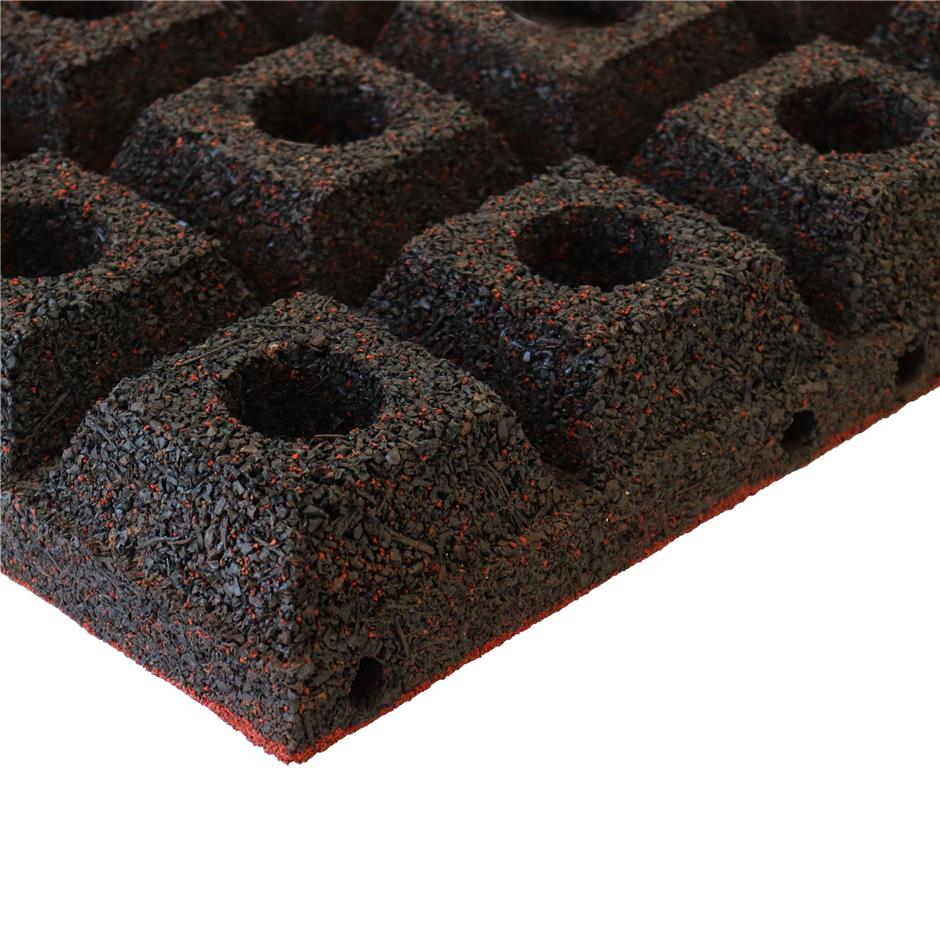 ErgoPlay 500x500x75 mm gummifliser/faldunderlag for faldhøjder op til 2,5 m, basic kvalitet, rød