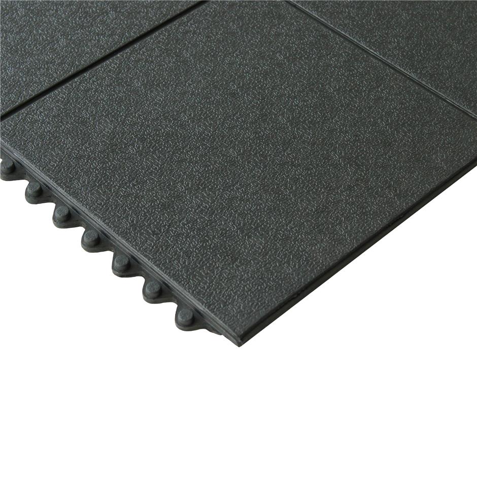 Interlock gummimåtte 915x915x15 mm, NBR-gummi, sort