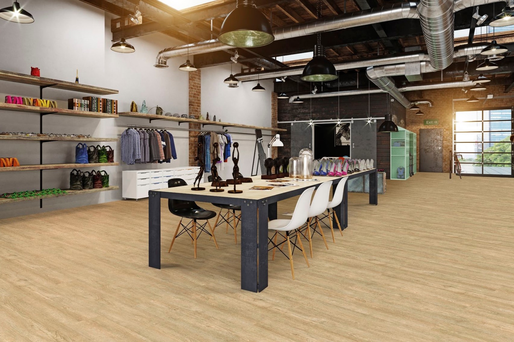 Grabo PlankIT LVT designvinyl planker i erhvervsmiljø