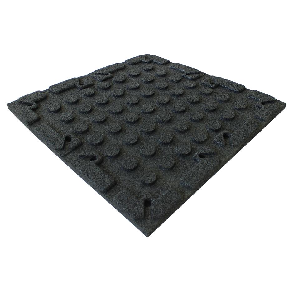 ErgoTile QUAD DIY 516x516x30 mm gummifliser, (4 stk/m2), vægt ca. 22,2 kg/m2, for samling m. X-connector system, C1-sort