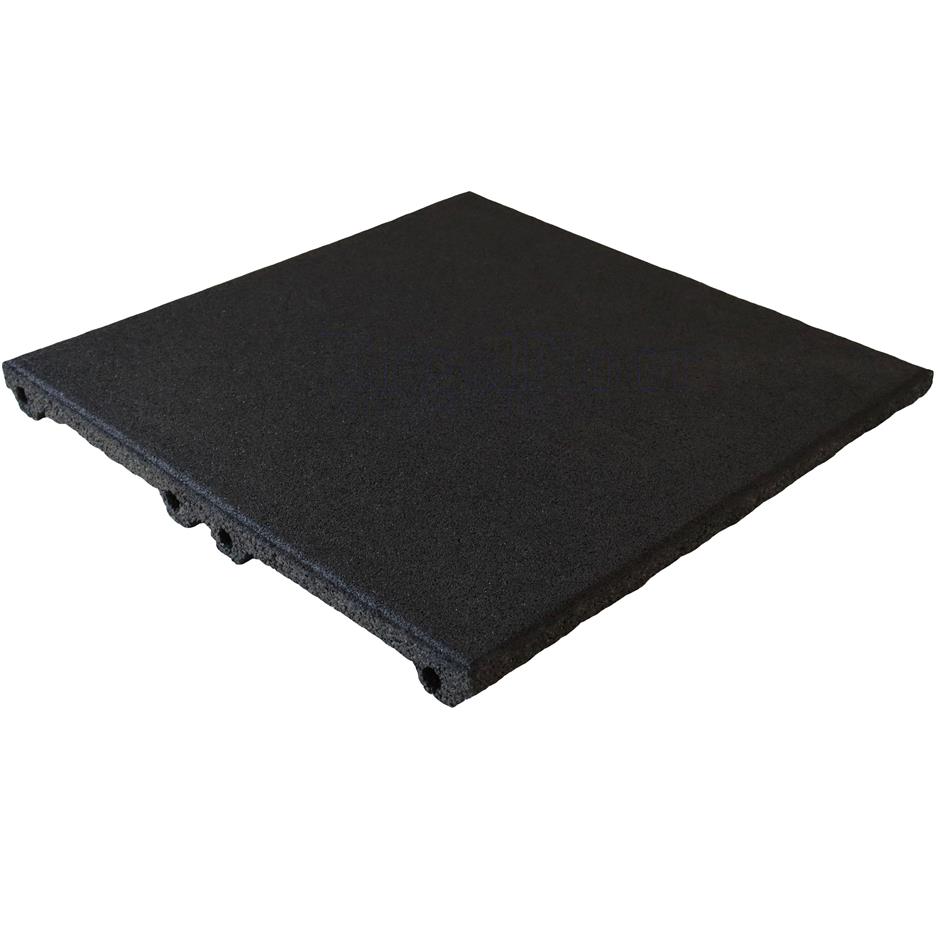 ErgoPlay 500x500x45 mm gummifliser/faldunderlag for faldhøjder op til 1,5 m, basic kvalitet, sort