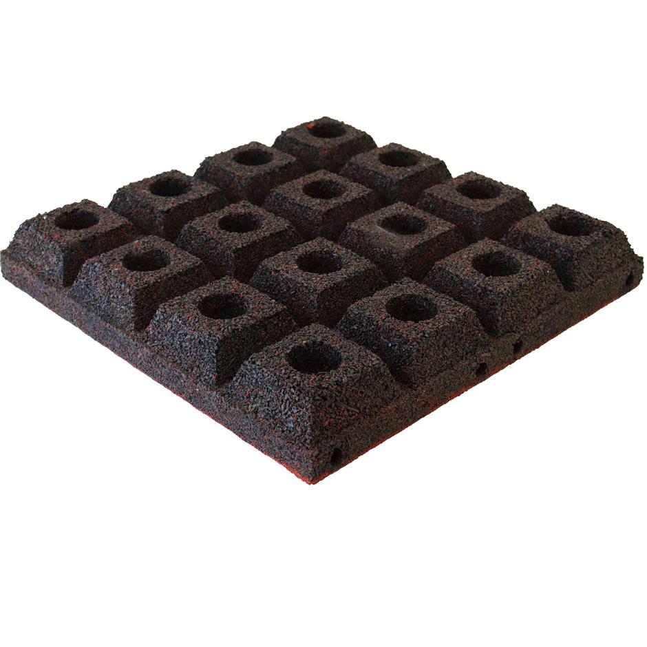 ErgoPlay 500x500x75 mm gummifliser/faldunderlag for faldhøjder op til 2,5 m, basic kvalitet, rød