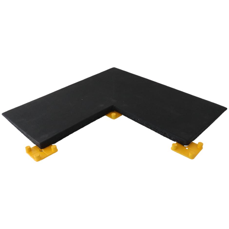 ErgoTile QUAD EasyConnect 30x500x500 mm gummi-hjørneflise med skåret overfladesheet, C4-15% GV grå