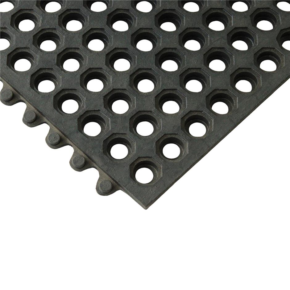 Interlock Ringgummimåtte 915x915x14 mm, NR/SBR-gummi