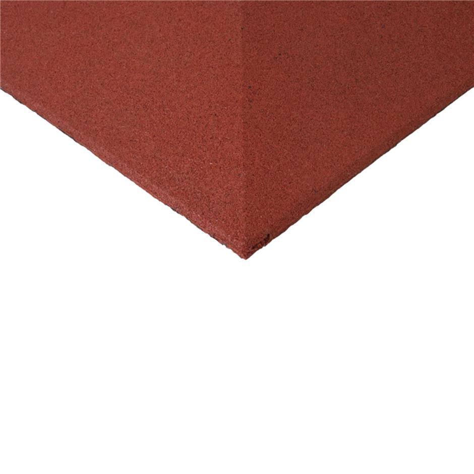 ErgoPlay 500x500x75 mm hjørne-gummifliser/faldunderlag for faldhøjder op til 2,5 m, basic kvalitet, rød