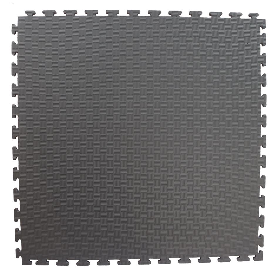 EVA Sikkerhedsmåtte, 1000x1000x22 mm, indendørs faldunderlag for faldhøjde op til 1,3 m, gul/grå