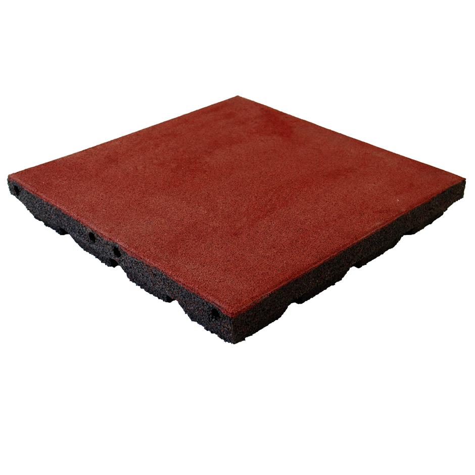 ErgoPlay 500x500x75 mm gummifliser/faldunderlag for faldhøjder op til 2,5 m, basic kvalitet, rød