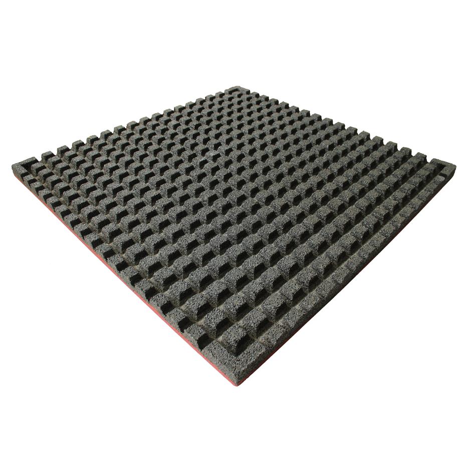 ErgoTile QUAD 1000x1000x43 mm gummifliser med impact bund, C1-rød