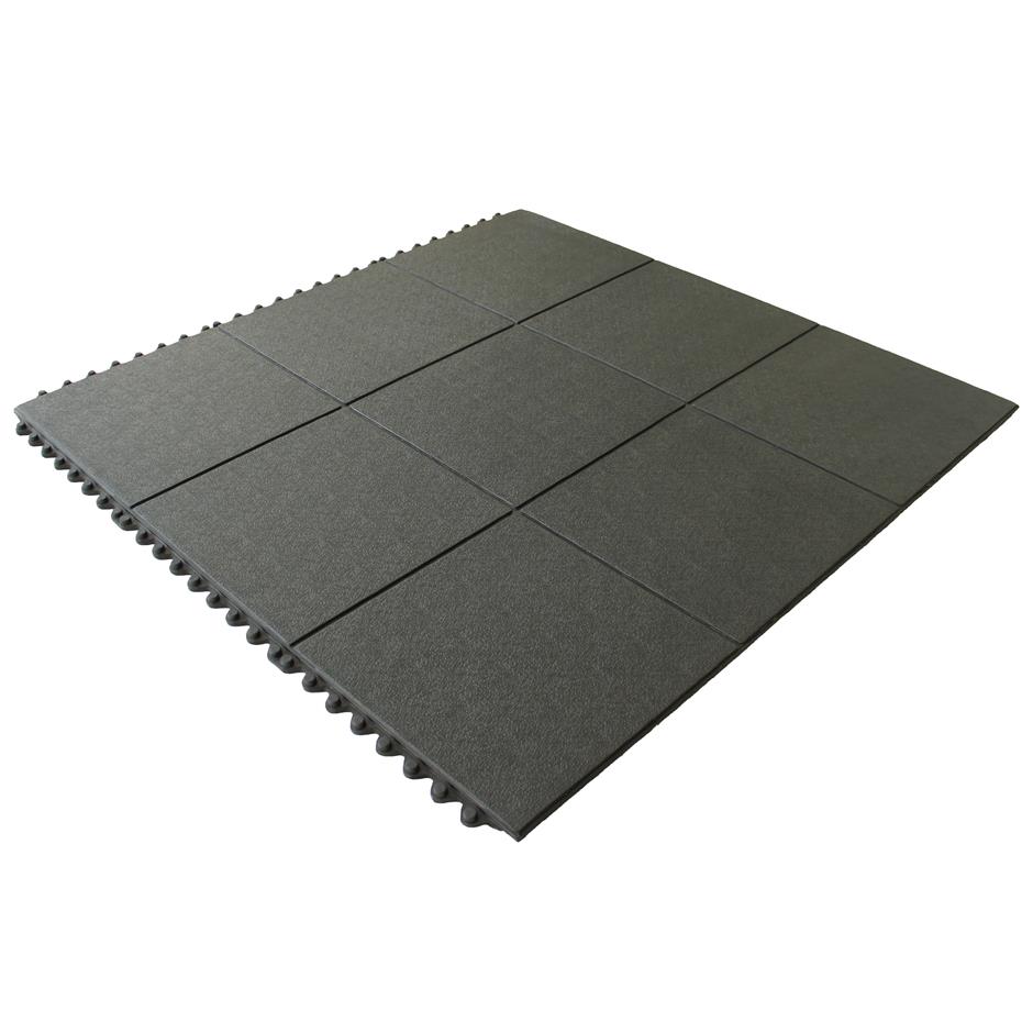 Interlock gummimåtte 915x915x15 mm, NBR-gummi, sort