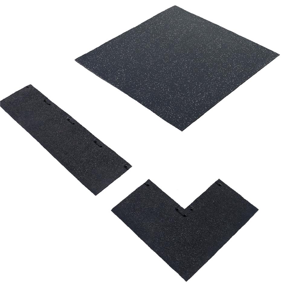 ErgoTile QUAD EasyConnect 20x250x1000 mm gummirampe med skåret overfladesheet, C4-15% GV grå