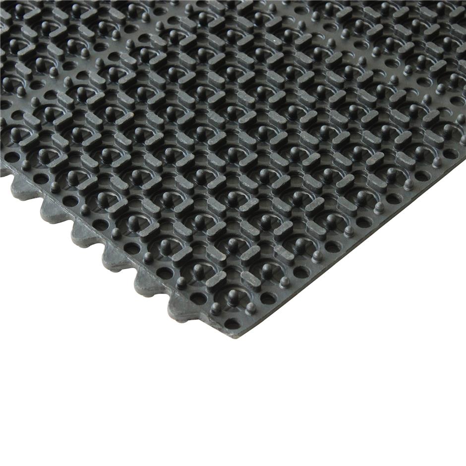 Interlock gummimåtte 915x915x15 mm, NBR-gummi, sort