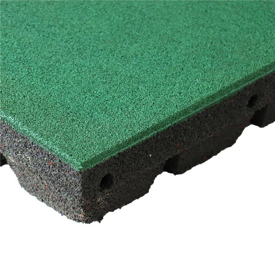ErgoPlay 500x500x90 mm gummifliser / faldunderlag for faldhøjder op til 3,0 m, basic kvalitet, grøn