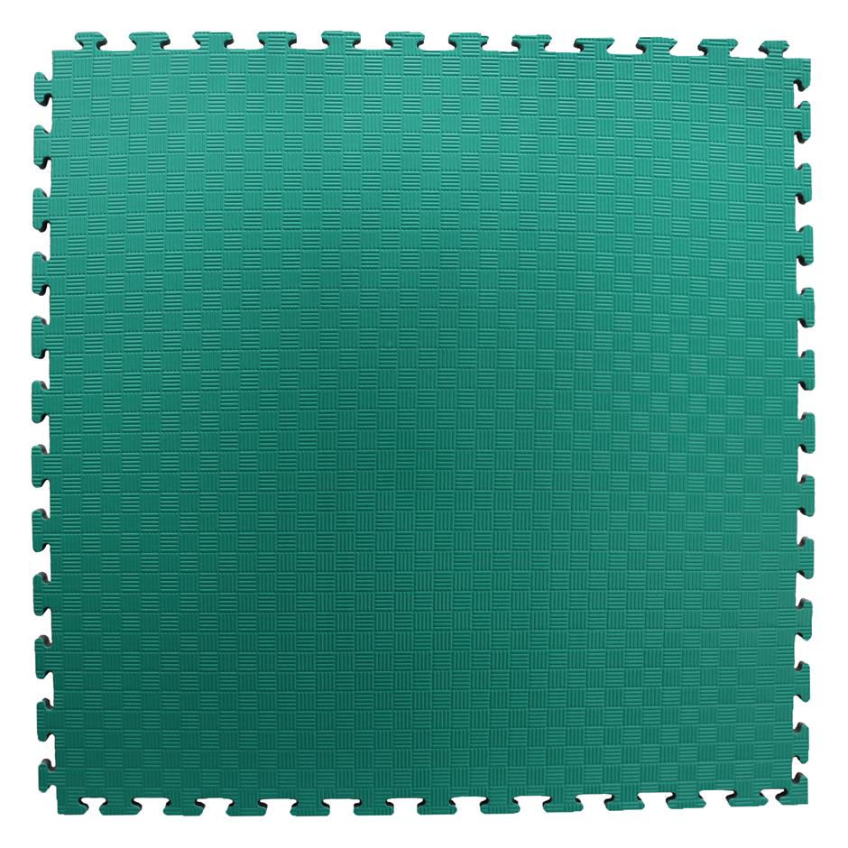 EVA Sikkerhedsmåtte, 1000x1000x22 mm, indendørs faldunderlag for faldhøjde op til 1,3 m, grøn/grå