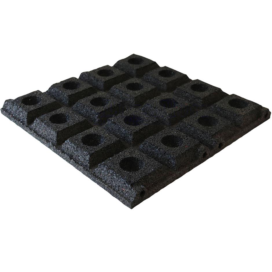ErgoPlay 500x500x45 mm gummifliser/faldunderlag for faldhøjder op til 1,5 m, basic kvalitet, sort