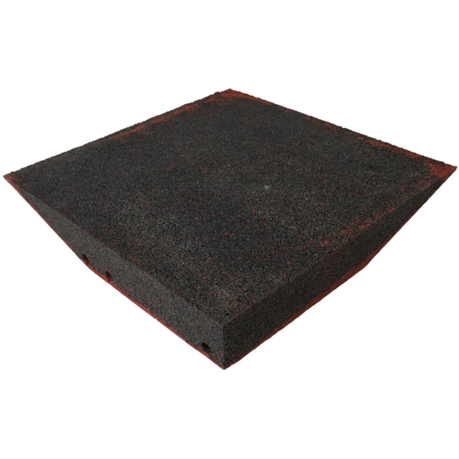 ErgoPlay 500x500x75 mm hjørne-gummifliser/faldunderlag for faldhøjder op til 2,5 m, basic kvalitet, rød