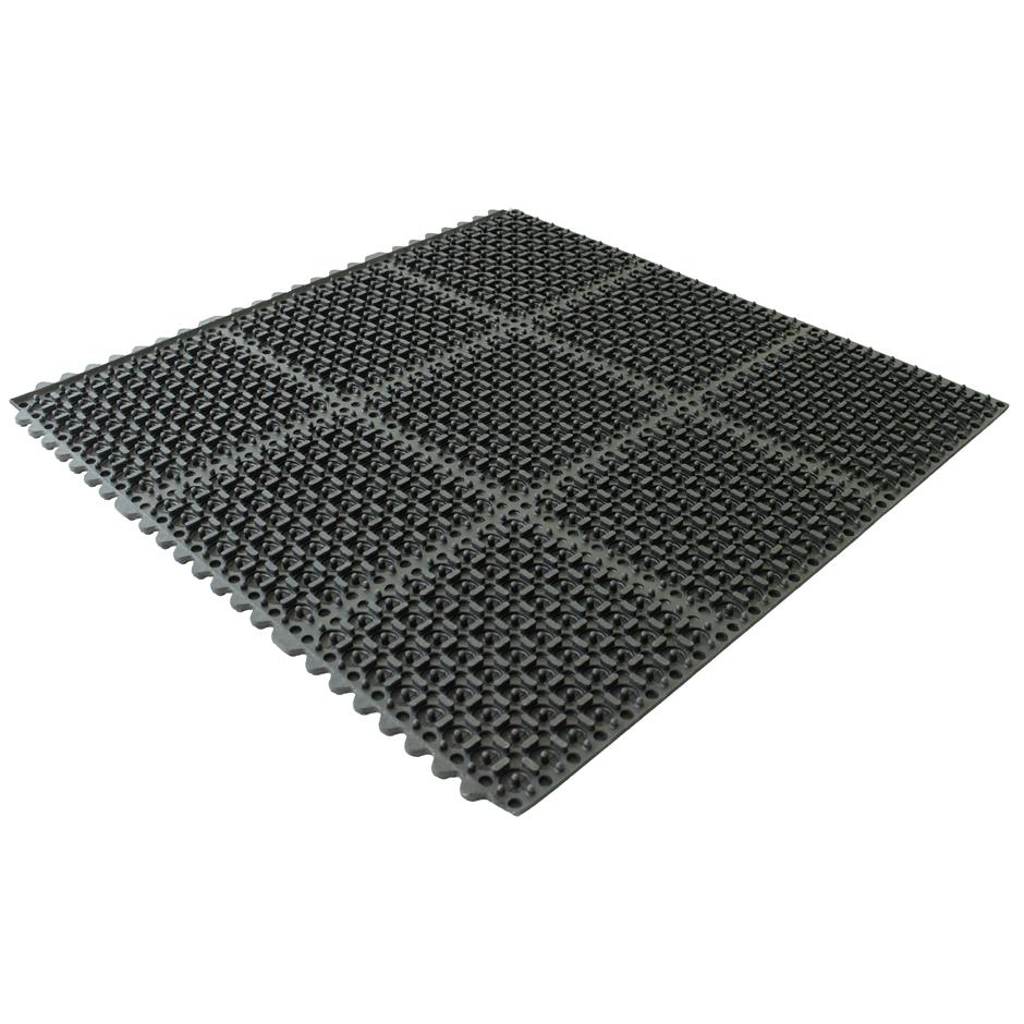 Interlock gummimåtte 915x915x15 mm, NBR-gummi, sort