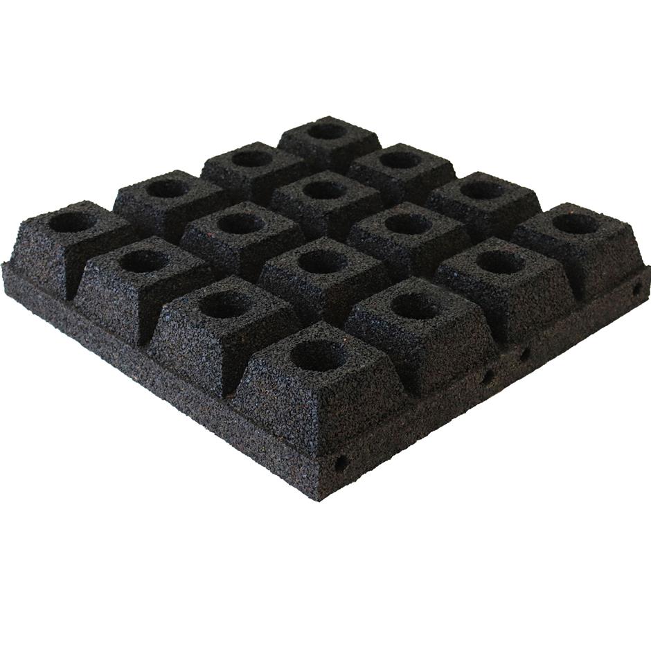 ErgoPlay 500x500x90 mm gummifliser / faldunderlag for faldhøjder op til 3,0 m, basic kvalitet, sort