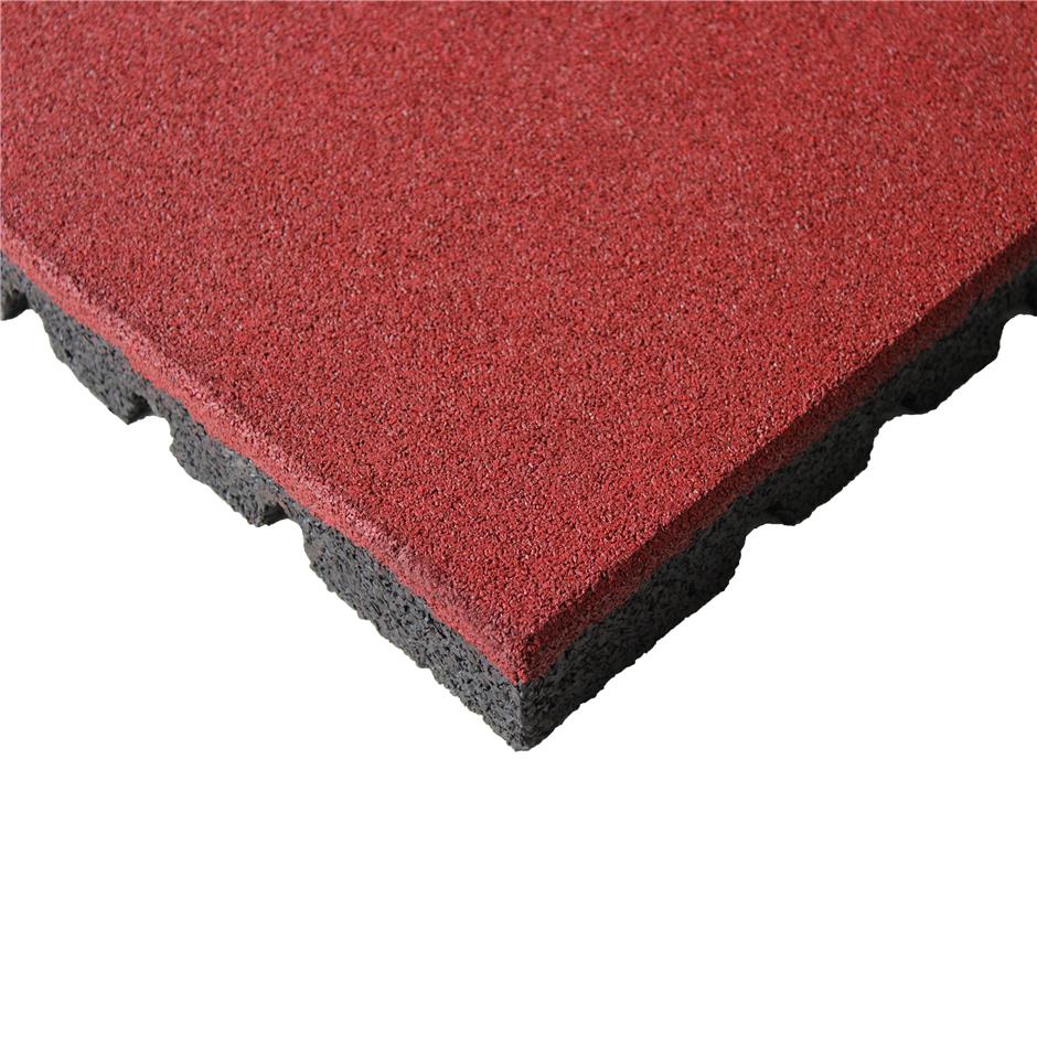 ErgoTile QUAD 1000x1000x43 mm gummifliser med impact bund, C1-rød
