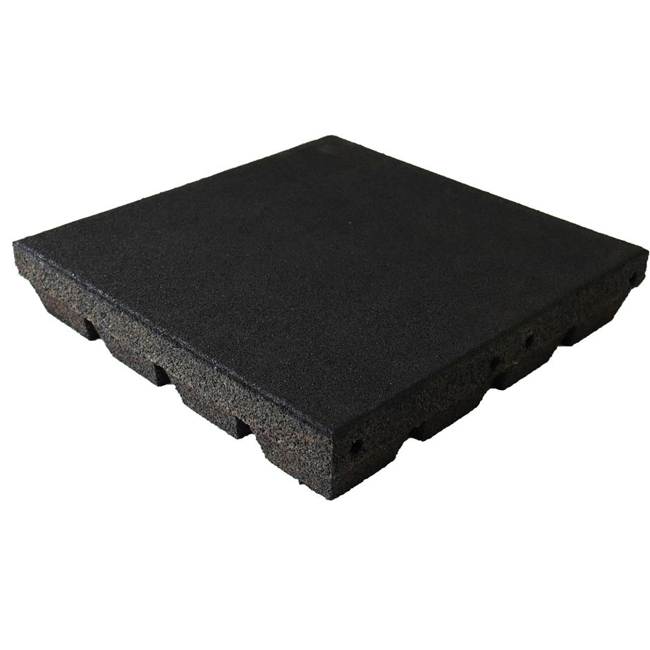 ErgoPlay 500x500x90 mm gummifliser / faldunderlag for faldhøjder op til 3,0 m, basic kvalitet, sort
