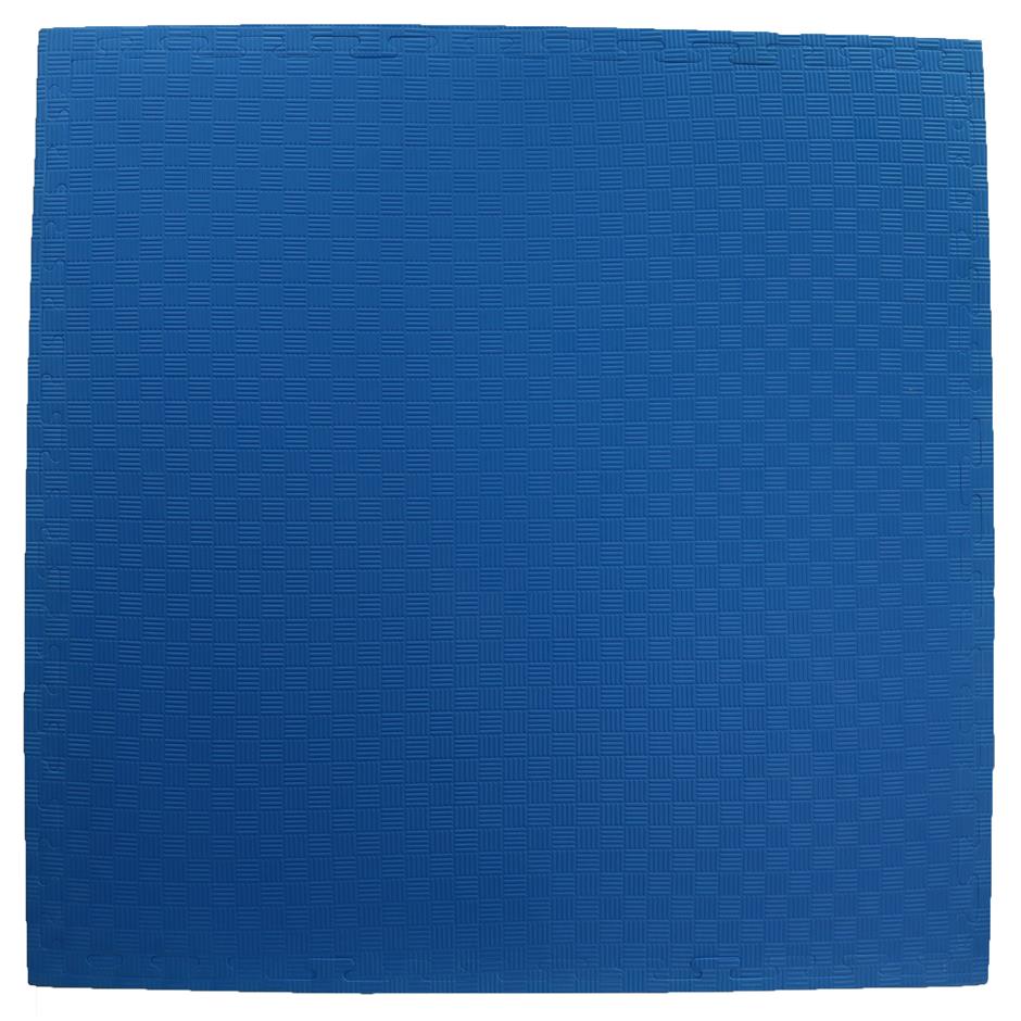 EVA Sikkerhedsmåtte, 1000x1000x22 mm, indendørs faldunderlag for faldhøjde op til 1,3 m, blå/grå