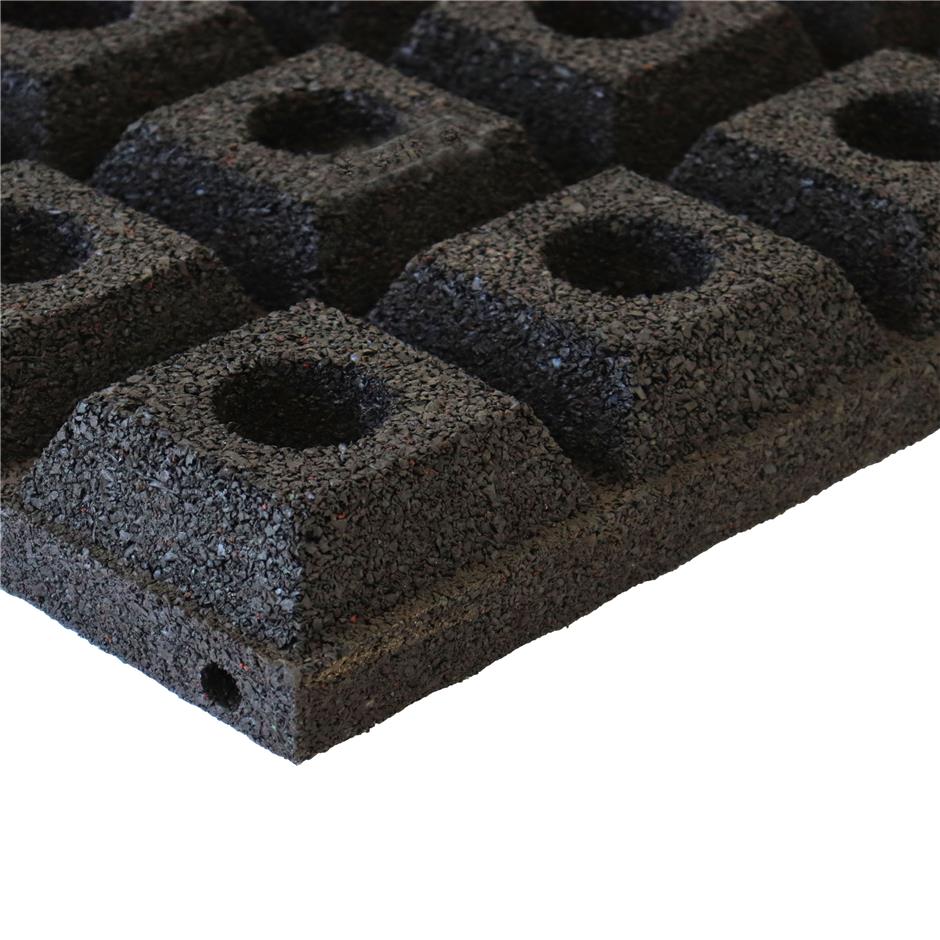 ErgoPlay 500x500x75 mm gummifliser/faldunderlag for faldhøjder op til 2,5 m, basic kvalitet, sort